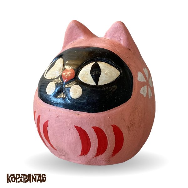 画像1: だるま猫　桜頭巾黒猫